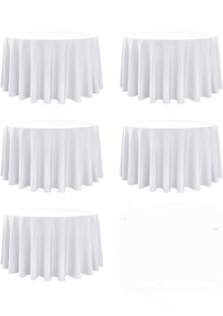 108 in 5 pcs  round tablecloth white  party decor