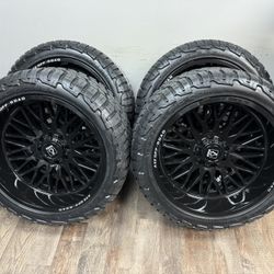 NEW 24x12 axe offroad wheels wrapped in 35x13.50R24 LT rbp tires 8 lug 8x6.5 bolt pattern
