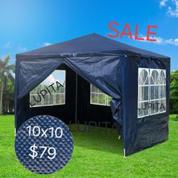 10'x10' Outdoor Wedding Party Patio Enclosed Canopy Tent w/ 4 Removable Side Walls Canopy for Fetes Event

