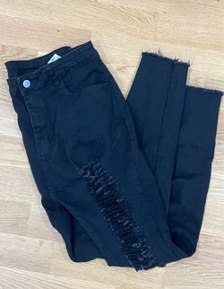 Shein Black Distressed Skinny Jeans