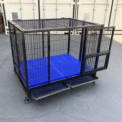 Brand New $155 Heavy-Duty Dog Cage 41x31x34” Single-Door Folding Kennel w/ Plastic Tray 