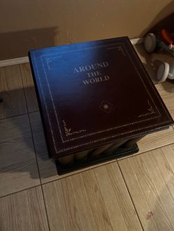 Leather faux book end table