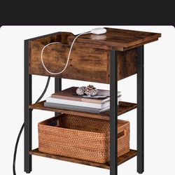 25.2" Tall End Table with Storage and Charging Station