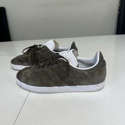 adidas Gazelle Olive White Suede Lace Up Low Top Men's Sneakers
