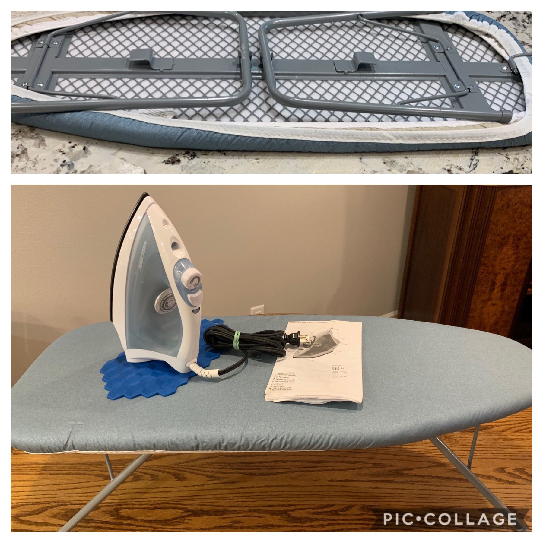 * Travel/Dorm/RV table ironing board and iron.l