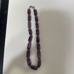 Amethyst Purple Women’s Necklace 16” Real Stone