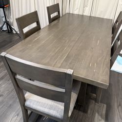 Living Spaces Dining Table With Chairs Grey (see Description For Measurement)