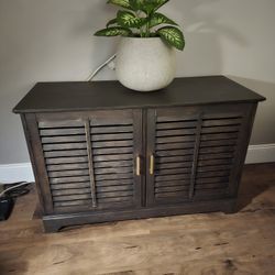 Refinished Dark Brown Console Cabinet 