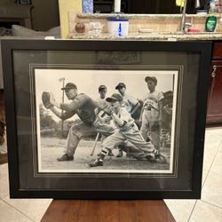 Black & White Framed And Matted Baseball Photo