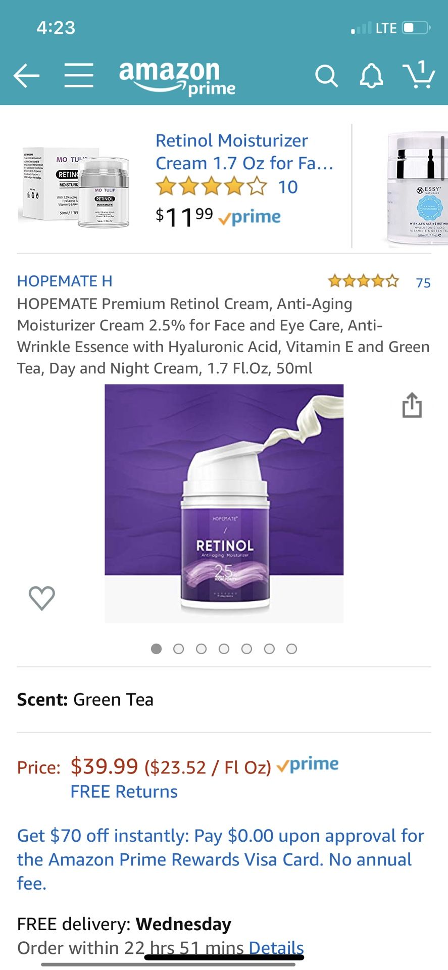 HOPEMATE Premium Retinol Cream, Anti-Aging Moisturizer Cream 2.5% for Face and Eye Care