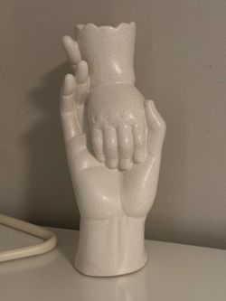 Mother’s Love Ceramic Vase | Modern Hand Sculpture Vase | White Speckled Decor