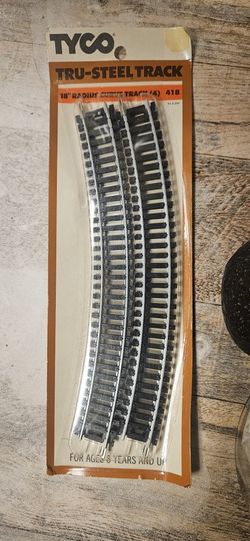 TYCO HO Scale 418 Tru-Steel Track 18" Radius Curve Track 4 Pieces NEW & SEALED