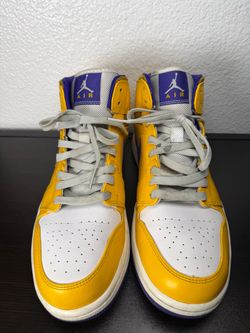 Air Jordan 1 Mid Yellow Purple Sneakers 10.5