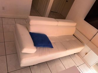 White Faux Leather Tufted Loveseat Sofa