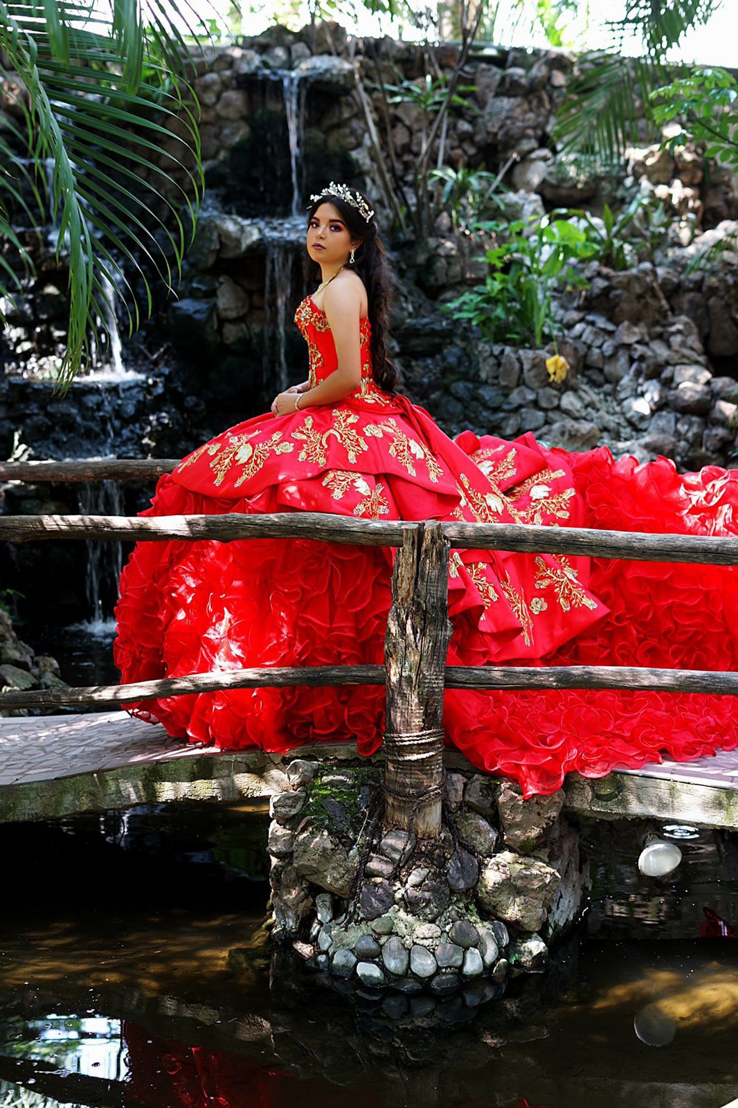 Beautiful Red Charro Quinceañera Dress