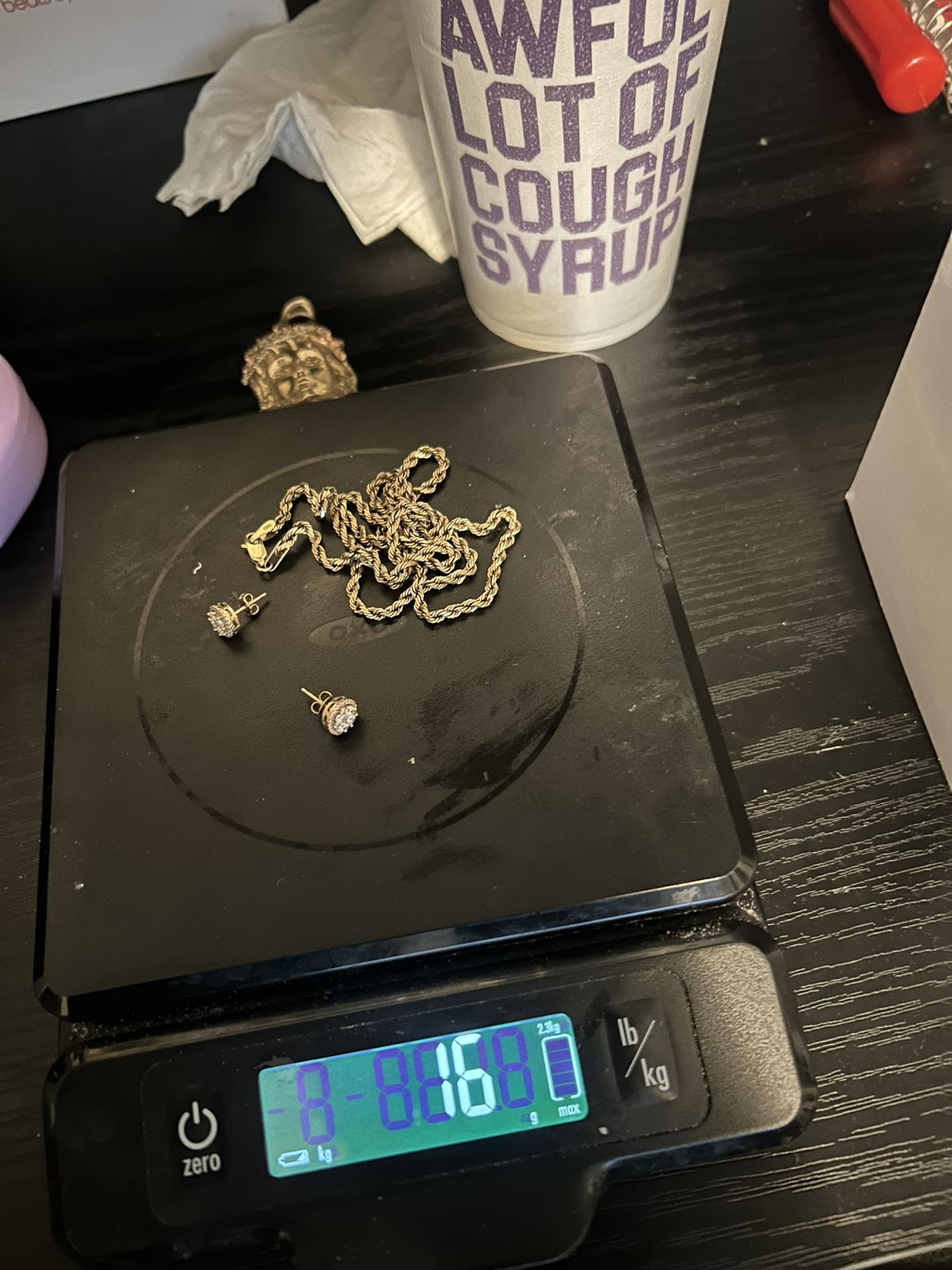 Gold Chain And Earrings