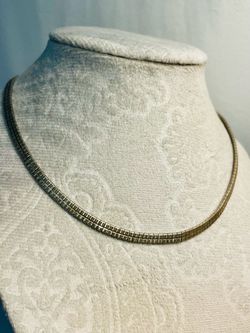 Vintage Italian Sterling Silver Reversible 4mm Omega Chain Necklace 16’