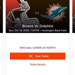 2 Cleveland Browns Vs Miami Dolphins Ticket 
