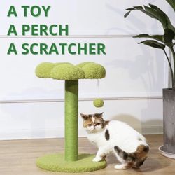 Cat Flower Scratching Post, Perch and Activity Tree with Teaser Ball Toy
