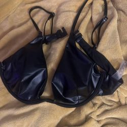 Black Faux Leather Rave/Bikini Top
