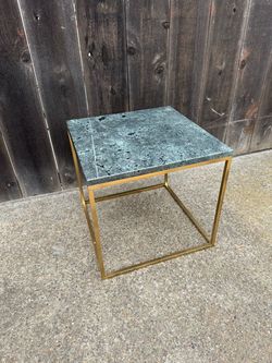 Marble Top Side Table with Gold Frame