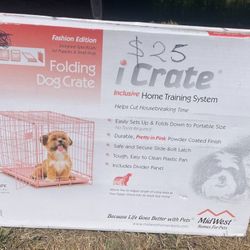  Folding Dog Crate Color Pink New 