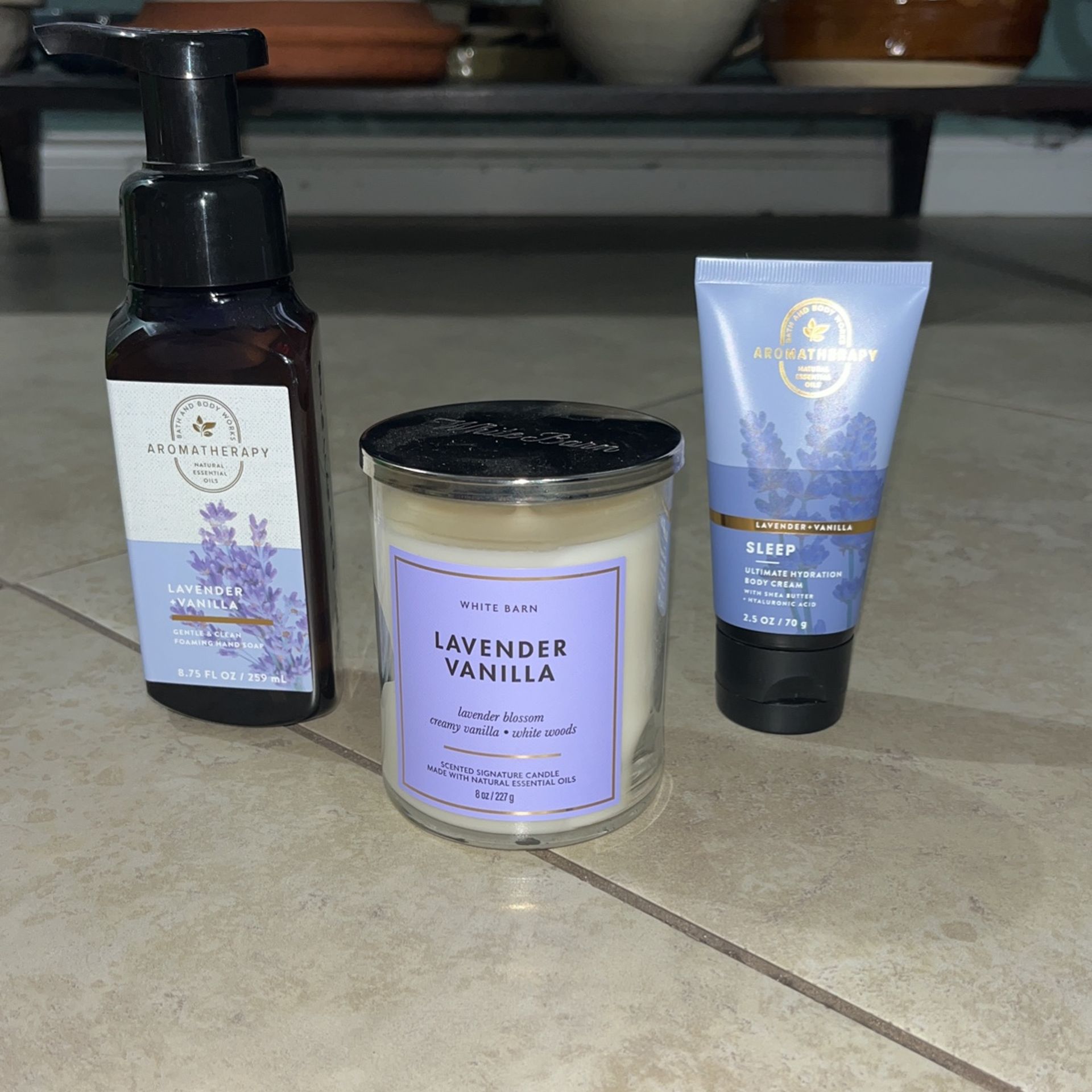 Bath & Body Works Candle, Aromatherapy Foaming Hand Soap, Aromatherapy Body Cream