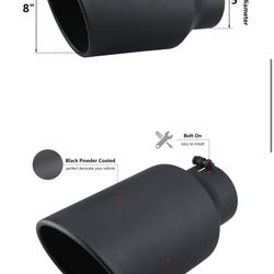 Exhaust 5" Inlet 8" Outlet 15" Long Exhaust Tip Bolt On Black SS