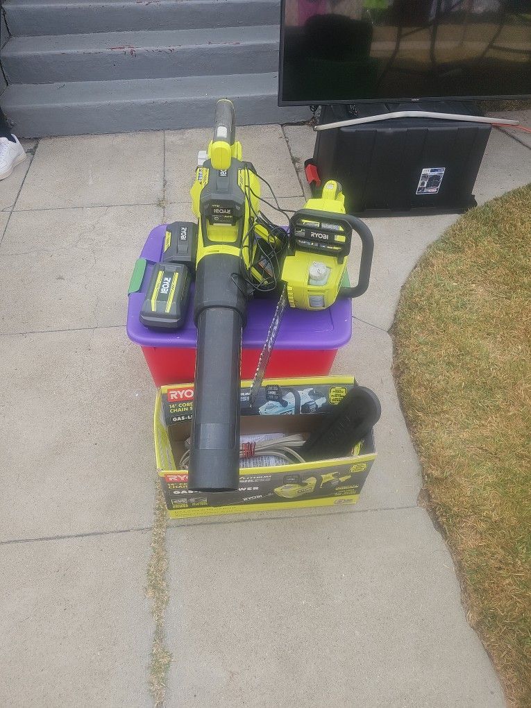 Sopladora Y Moto Cierra Con Doble Bateria