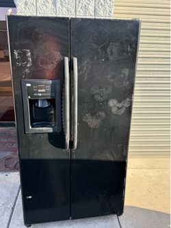Black GE side-by-side refrigerator