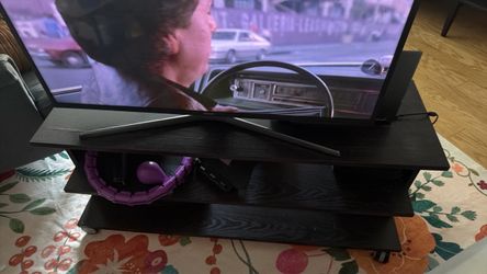 Black Wood TV Stand with Shelves