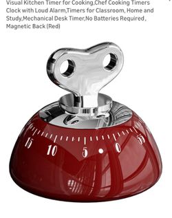 Visual Kitchen Timer for Cooking,Chef Cooking Timers Clock with Loud Alarm,Timers for Classroom, Home and Study,Mechanical Desk Timer,No Batteries Req