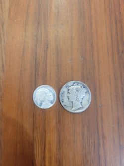 Mercury dime and 1g Silver