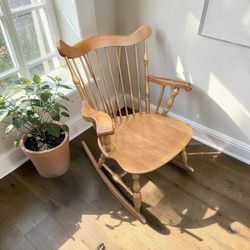 Rare Yugoslavian Mid-Century Windsor Rocker — Solid Wood, Stick/Fan-Back, Country House Vintage