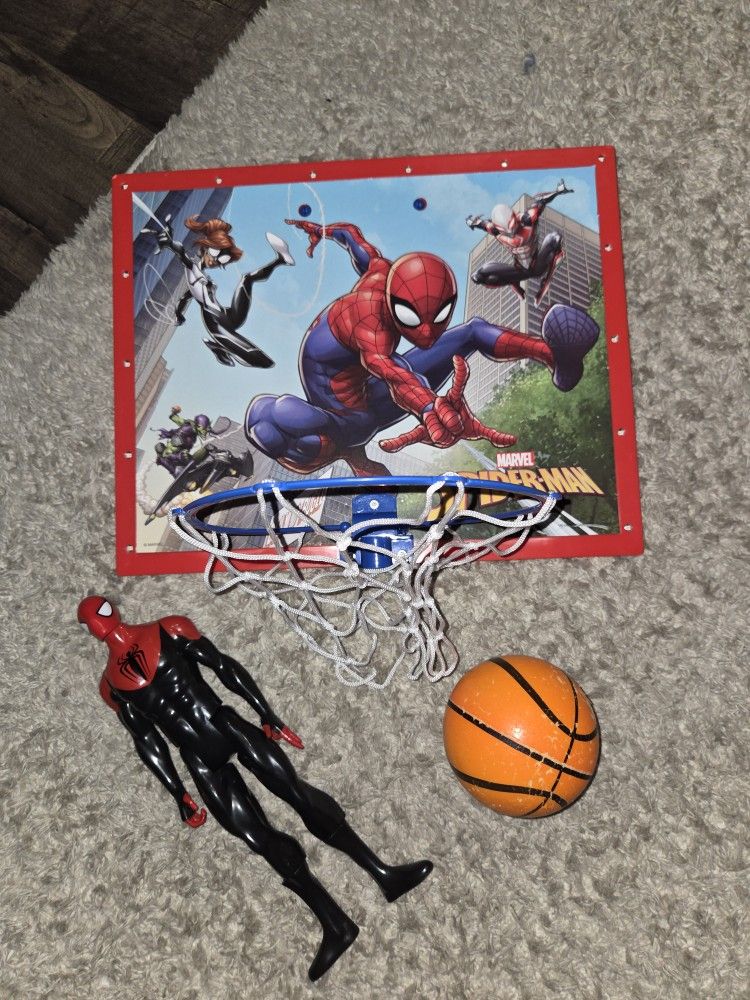 Spiderman Toy And Basketball Hoop