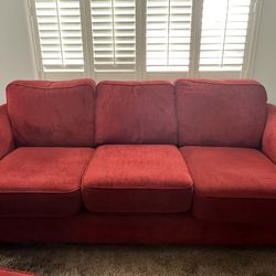 Red Couch & Ottoman 
