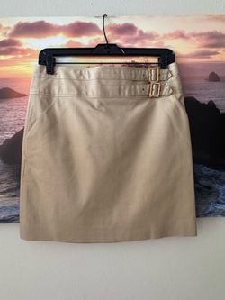 Tory Burch Beige A-line Skirt w/ Dual Buckle detail/ 2