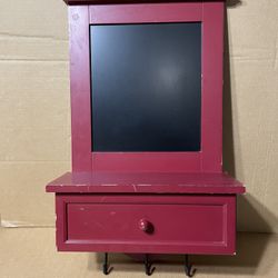 Vintage Schoolhouse Wood Wall Hutch With Hooks