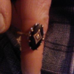 14k White Gold Vintage Black Onyx And Diamond Ring Size 7 O.B.O.