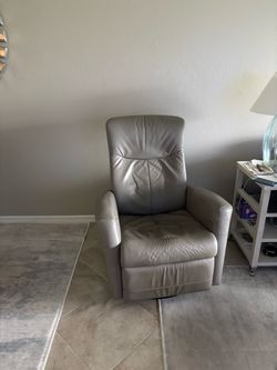 Grey Leather Electric Swivel Recliner by Fjords
