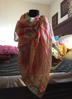 🌺 and 🍃 print mexican scarf