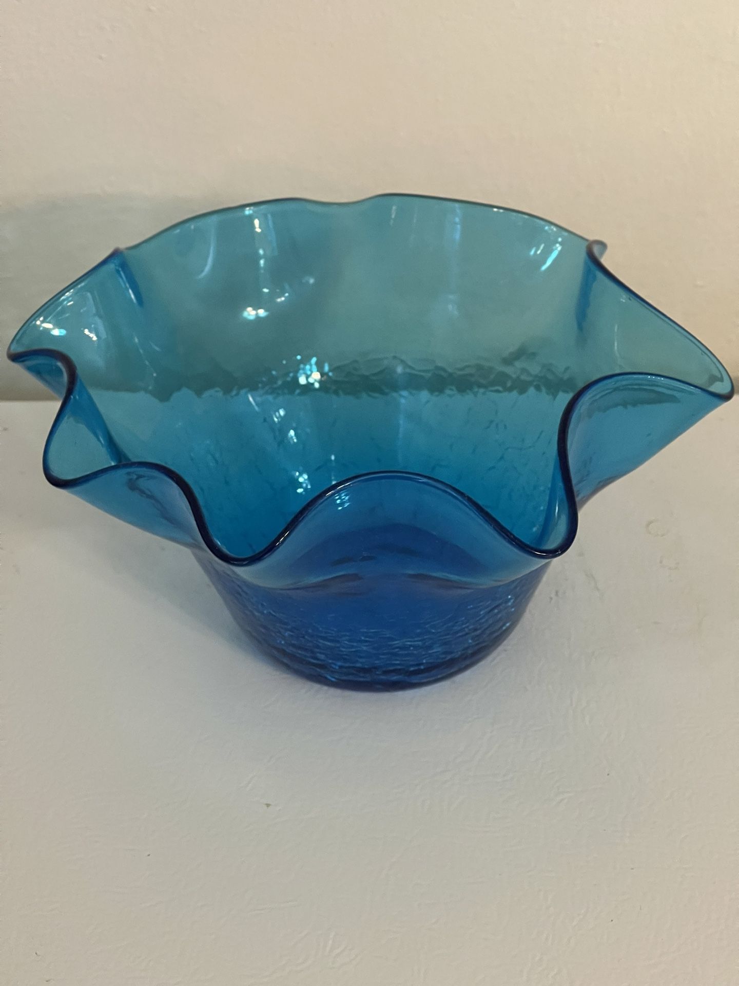 Blenko Fluted Blue Glass Bowl