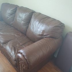 Sturdy 7' Dark Brown Simulated (Faux) Leather Sofa