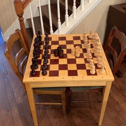 Chess & Checkers Table Set With 2 Chairs $500