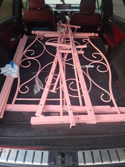Pink Metal Queen Bed Frame Decorative Design