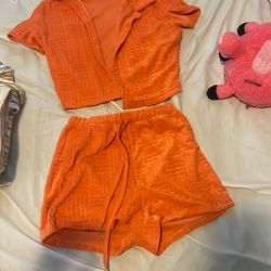  2 Piece Set, Orange, Small