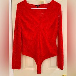 Y2K Red Lace Bodysuit Junior’s Sz L