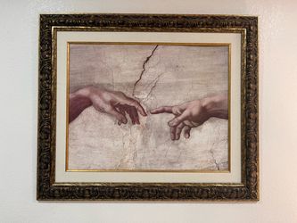 Large artwork “Creation of Adam” cropped