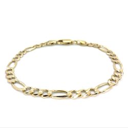 14K Yellow Gold Solid Figaro Bracelet | 8 Inches, 5.4mm, 7.00 grams