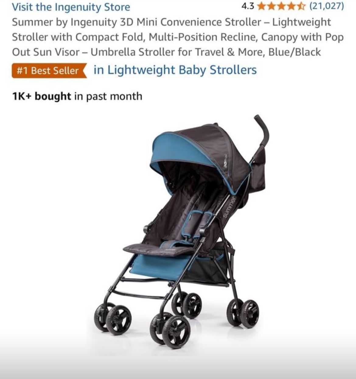 Summer by Ingenuity 3D Mini Convenience Stroller 
